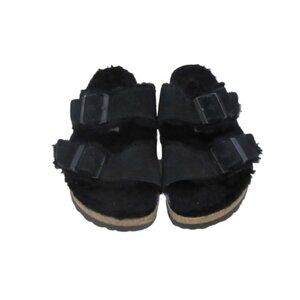 Birkenstock Arizona Shearling Lined Sandals Black Size 38 EU